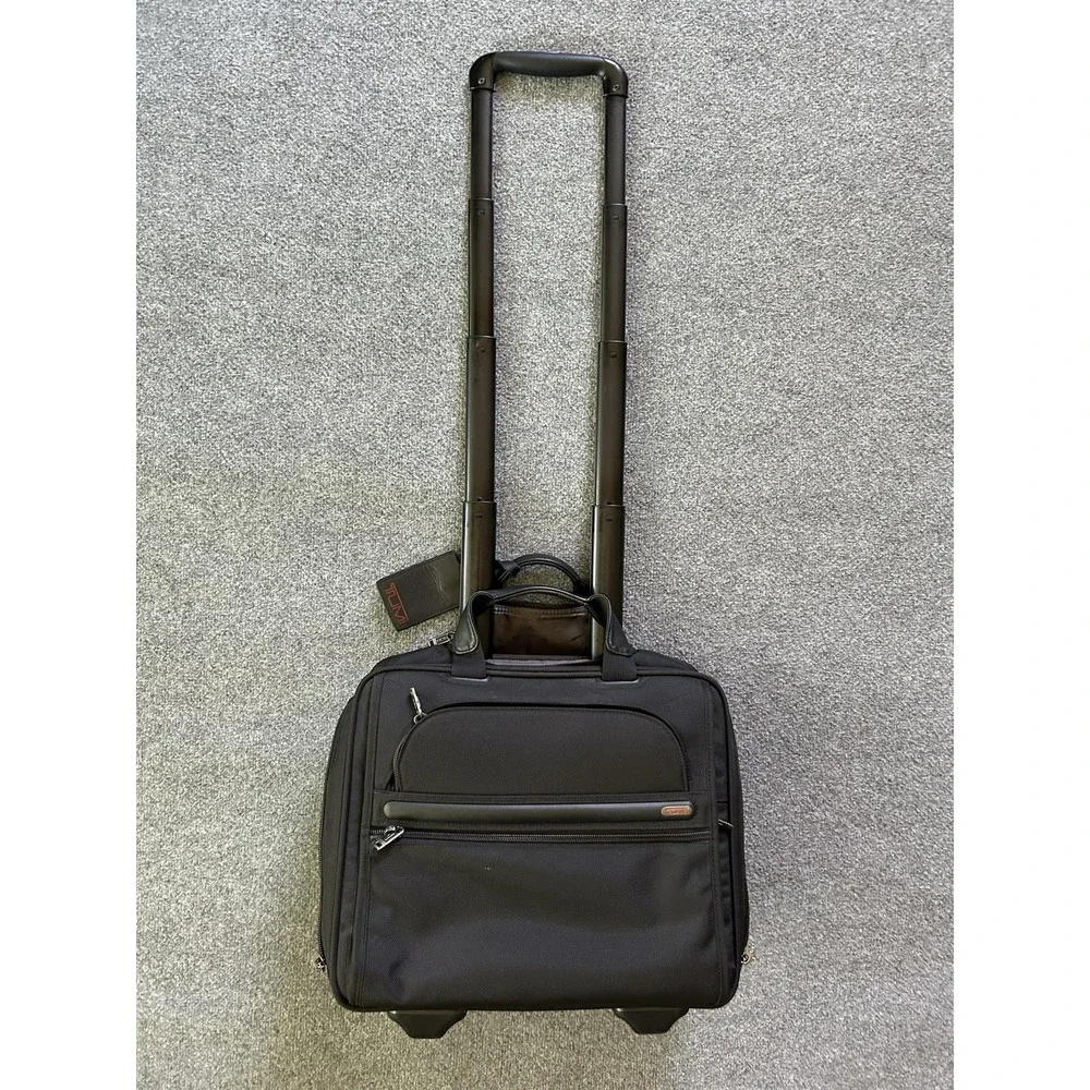 TUMI Alpha Wheeled Compact Computer Brief Black Ballistic Nylon Rolling 26102